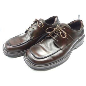 Vintage Y2K Bass SQUARE TOE Brown Leather Oxford Mens 7 ITALY Tribeca Lace Up